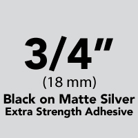 Brother TZeS941 Black on Matte Silver Laminated Tape with Extra Strength Adhesive 18mm x 8m (3/4" x 26'2")