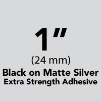 Brother TZeS951 Black on Matte Silver Laminated Tape with Extra Strength Adhesive 24mm x 8m (1" x 26'2")
