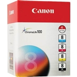 Canon CLI8 ( CLI-8 ) ( 0620B010 ) OEM Combo Pack includes Black, Cyan, Magenta and Yellow