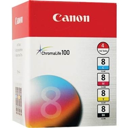Canon CLI8 ( CLI-8 ) ( 0620B010 ) OEM Combo Pack includes Black, Cyan, Magenta and Yellow