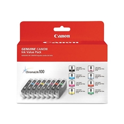 Canon CLI8 ( CLI-8 ) ( 0620B015 ) OEM Combo Pack includes Black, Cyan, Magenta, Yellow, Photo Cyan, Photo Magenta, Red & Green