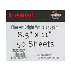 Canon Fine Art Bright White Matte Paper (230 gsm) for Inkjet 8.5" x 11" - 50 Sheets (230gsm) - 0850V065