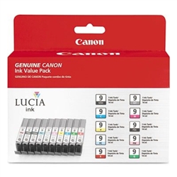 Canon PGI9 ( PGI-9 ) ( 1033B005 ) OEM Combo Pack includes Matte Back / Photo Black / Cyan / Magenta / Yellow / Photo Cyan / Photo Magenta / Red / Green / Grey