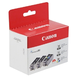 Canon PGI35 / CLI36 ( PGI-35 ) ( 1509B007 ) OEM Combo Pack includes 2 x PGI35 Black and 1 x CLI36 Colour