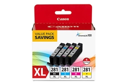 Canon CLI281XL ( 2037C005 ) OEM Combo Pack includes Black, Cyan, Magenta and Yellow