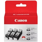 Canon PGI220 ( PGI-220 ) ( 2945B001\4 ) OEM Black Inkjet Cartridge (Pack of 3)
