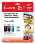 Canon CL211 / PG210 ( 2974B014 ) OEM Black/Colour High Yield Ink Cartridges, Combo Pack (Includes 2 x PG210 and 1 x CL211 )