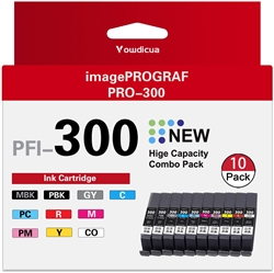 Canon PFI300 ( PFI-300 ) ( 4192C007 ) OEM Combo Pack includes Matte Black, Photo Black, Cyan, Magenta, Yellow, Photo Cyan, Photo Magenta, Red, Grey and Chroma Optimizer