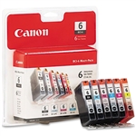 Canon BCI6 ( BCI-6 ) ( 4705A018 ) OEM Combo Pack includes Black, Cyan, Photo Cyan, Magenta, Photo Magenta and Yellow