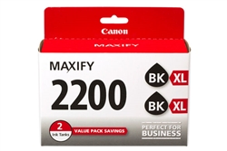 Canon PGI2200XLBK ( PGI-2200XLBK ) ( 9255B009 ) OEM Black High Yield Inkjet Cartridge (Twin Pack)