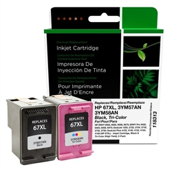 Clover Imaging 118313 ( HP 67XL ) Remanufactured Black High Yield Ink Cartridge - Pack of 2