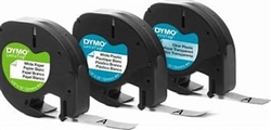 Dymo LT Self Adhesive Paper Tape 1/2" x 13' (3 Pack)(1 Each Of White Paper, White Plastic, And Clear Tape_ - 12331