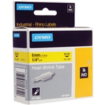 Dymo IND Heat-Shrink Tube Black on Yellow 1/4" x 5' (6mm x 1m) - 18052 / S0718310