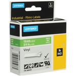 Dymo IND Permanent Vinyl Labels White on Green 3/4" x 18' (19mm x 5m)  - 1805420