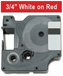 Dymo IND Permanent Vinyl Labels White on Red 3/4" x 18' (19mm x 5m)  - 1805422