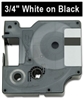 Dymo IND Permanent Vinyl Labels White on Black 3/4" x 18' (19mm x 5m)  - 1805436