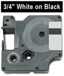 Dymo IND Permanent Vinyl Labels White on Black 3/4" x 18' (19mm x 5m)  - 1805436