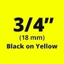 Dymo IND Permanent Vinyl Labels Black on Yellow 3/4" x 18' (19mm x 5m)  - 18433 / S0718470