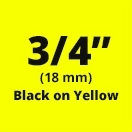 Dymo IND Permanent Vinyl Labels Black on Yellow 3/4" x 18' (19mm x 5m)  - 18433 / S0718470