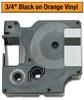 Dymo IND Permanent Vinyl Labels Black on Orange 3/4" x 18' (19mm x 5m)  - 18436 / S0718500