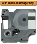 Dymo IND Permanent Vinyl Labels Black on Orange 3/4" x 18' (19mm x 5m)  - 18436 / S0718500