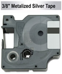 Dymo IND Permanent Polyester Labels Black on Metallic 3/8" x 18' (9mm x 5m) - 18485 / S0718170