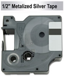 Dymo IND Permanent Polyester Labels Black on Metallic 1/2" x 18' (12mm x 5m) - 18486 / S0718180