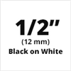 Dymo D1 Permanent Polyester Tape Black on White 1/2" x 18' (12mm x 5.5m) - 1978364