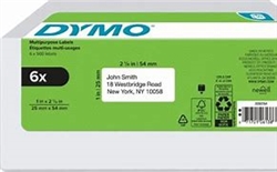 Dymo LW Multi-Purpose Labels 1" x 2 1/8", Value pack , 500 Labels/Roll, 12 Rolls/Box - 2050821