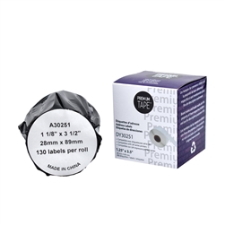 Dymo LW Non-OEM Address Labels Black on White 1 1/8" x 3 1/2" (28mm x 89mm) (130 labels/roll) (2 rolls/box) - 30251