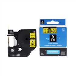 Dymo D1 Compatible Standard Labels Black on Yellow 3/8" x 23' (9mm x 7m) - 40918