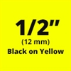 Dymo D1 Standard Labels Black on Yellow 1/2" x 23' (12mm x 7m) - 45018 / S0720580