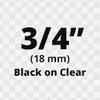 Dymo IND Permanent Polyester Tape Black on Clear 3/4" x 18' (19mm x 5.5m) - 622290