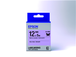 Epson LabelWorks LK 1/2" (12mm) x 16' (5m) Black on Lavender Ribbon Tape - LK-42BK