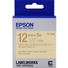 Epson LabelWorks LK 1/2" (12mm) x 16' (5m) Gold on Beige & Gold Reversible Ribbon Tape - LK-4BKK