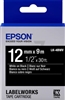 Epson LabelWorks LK 1/2" (12mm) x 30' (9m) White on Black Tape - LK-4BWV