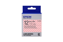 Epson LabelWorks LK 1/2" (12mm) x 30' (9m) Grey and Pink Polka Dot Tape LK-4EAY