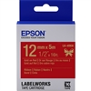 Epson LabelWorks LK 1/2" (12mm) x 16' (5m) Gold on Red Ribbon Tape - LK-4RKK