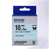 Epson LabelWorks LK 3/4" (18mm) x 16' (5m) Black on Sky Blue Ribbon Tape - LK-5LBK