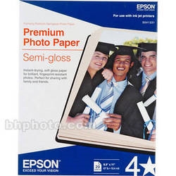 Epson Premium Semi-Gloss Photo Paper for Inkjet 8.5" x 11" (Letter) - 20 Sheets - S041331