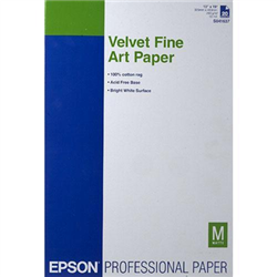 Epson Velvet Fine Art Paper for Inkjet 13" x 19" (Super-B) - 20 Sheets - S041637