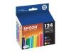 Epson 124 ( T124520 ) OEM Colour Combo Pack includes Cyan, Magenta and Yellow (Pack of 2)