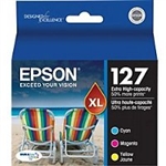 Epson 127 ( T127520 ) OEM Colour Combo Pack includes Cyan, Magenta and Yellow for the Epson Stylus NX625 , WorkForce 520 / 60 / 630 / 633 / 635 / 840 InkJet Printers