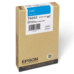 Epson T6032 ( T603200 ) OEM Cyan Inkjet Cartridge for the Epson Stylus Pro 7800 / 7880 / 9800 / 9880 inkjet printers
