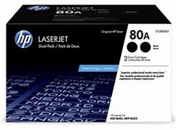 HP CF280AD1 ( 80A ) OEM Black Laser Toner Cartridge; 2,700 Pgs; Pack of 2