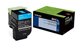 Lexmark 801C ( 80C10C0 ) OEM "Return Program" Cyan Toner Cartridge