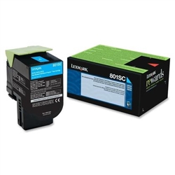 Lexmark 801SC ( 80C1SC0 ) OEM "Return Program" Cyan Laser Toner Cartridge
