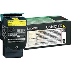 Lexmark C544X1YG OEM "Return Program" Yellow Extra High Yield Laser Toner Cartridge