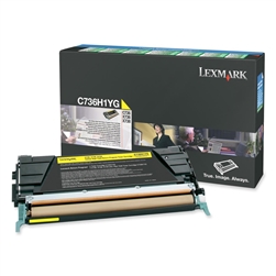 Lexmark C736H1YG OEM "Return Program" Yellow High Yield Laser Toner Cartridge