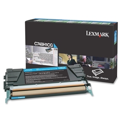 Lexmark C748H1CG OEM "Return Program" Cyan High Yield Laser Toner Cartridge